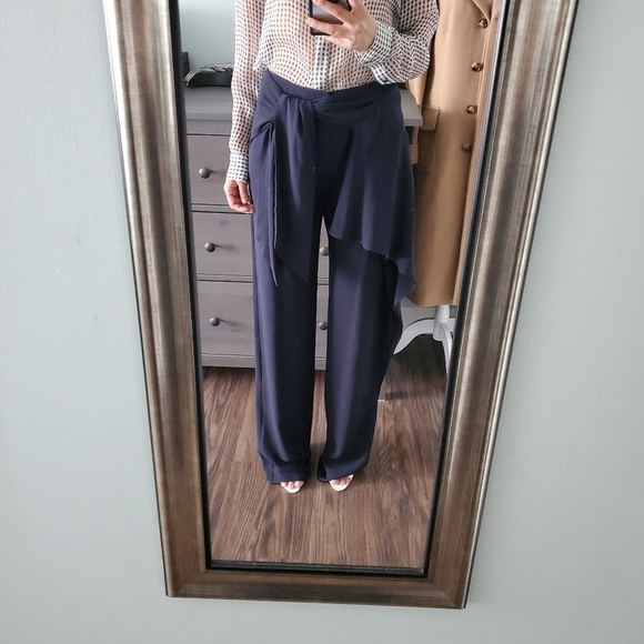 NEW Chloé Ruffled Silk Georgette Pants Navy Blue - Picture 3 of 8